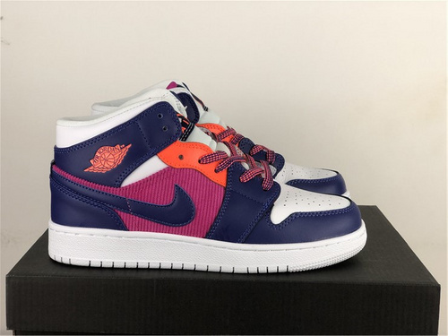 AJ1 helps peach red blue and orange velvet splicing_ number 555112 602_ full code shipment 36--40-19e97374